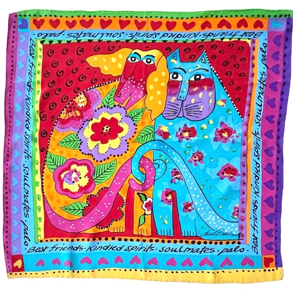Laurel Burch Accessories - LAUREL BURCH VINTAGE “BEST FRIENDS KINDRED SPIRITS” SCARF